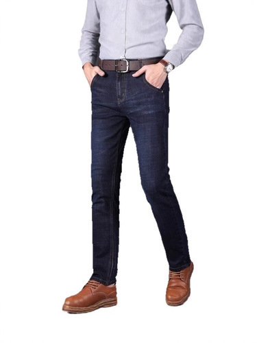 Summer thin men's jeans loose straight leg elastic casual pants durable work pants for men