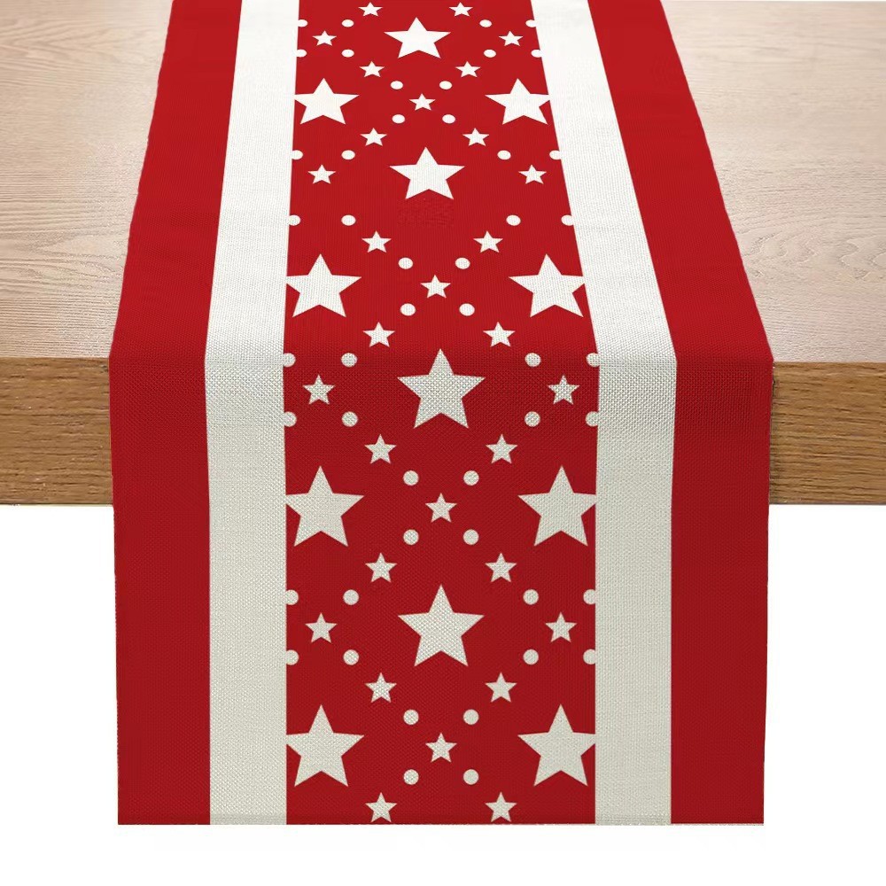 Transfronterizo 2024 Amazon nuevo día independiente pentáculo lino tabla bandera tabla de comedor tabla de té tabla de bandera
