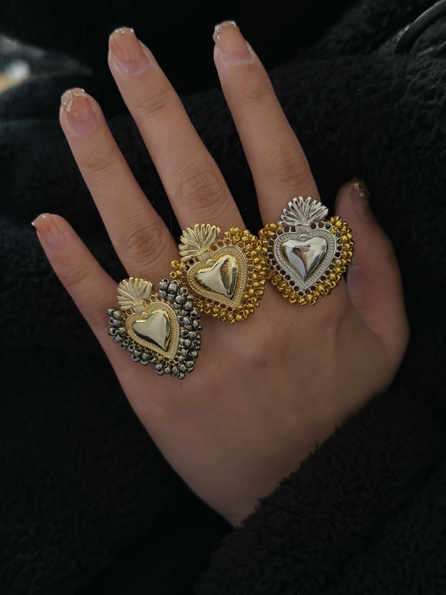 9g Weight Open Rings Classification Wholesale Jewelry Retro Simple Style Heart Shape Copper Open Rings
