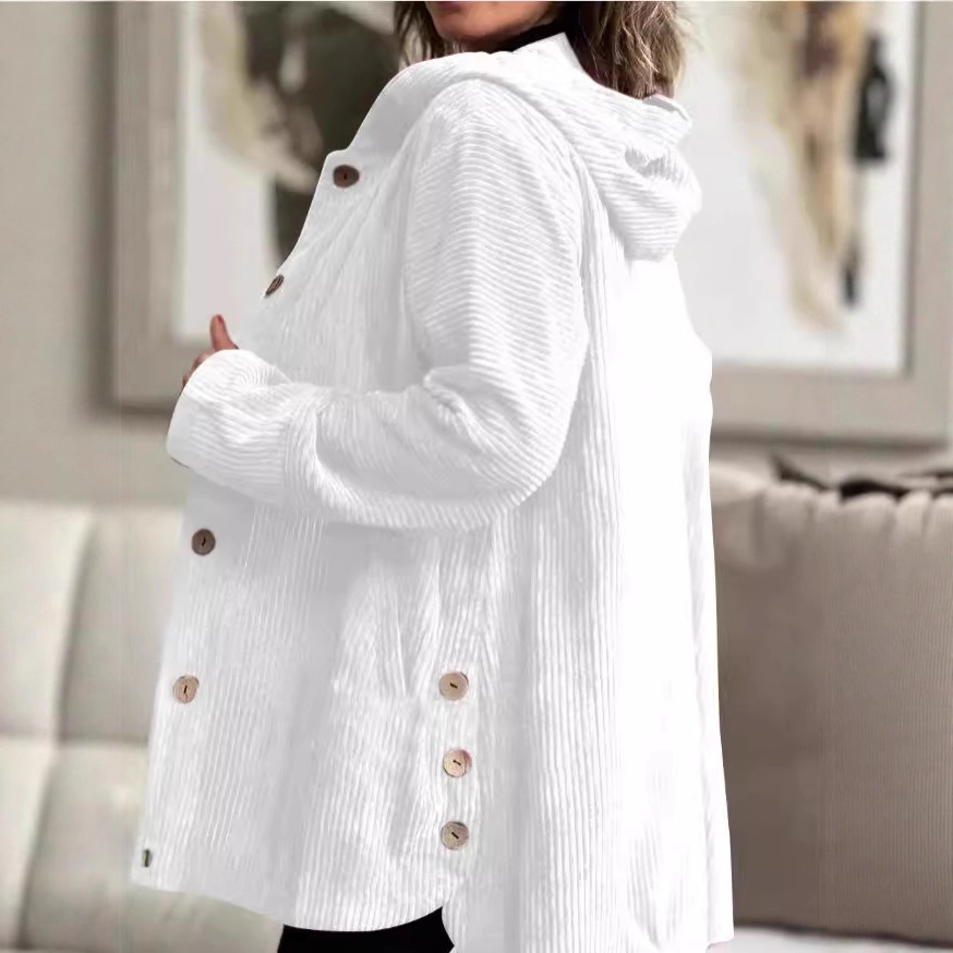 Damen Kapuzen Shacket Aus Baumwolle Für Herbst Und Winter_voghion.com