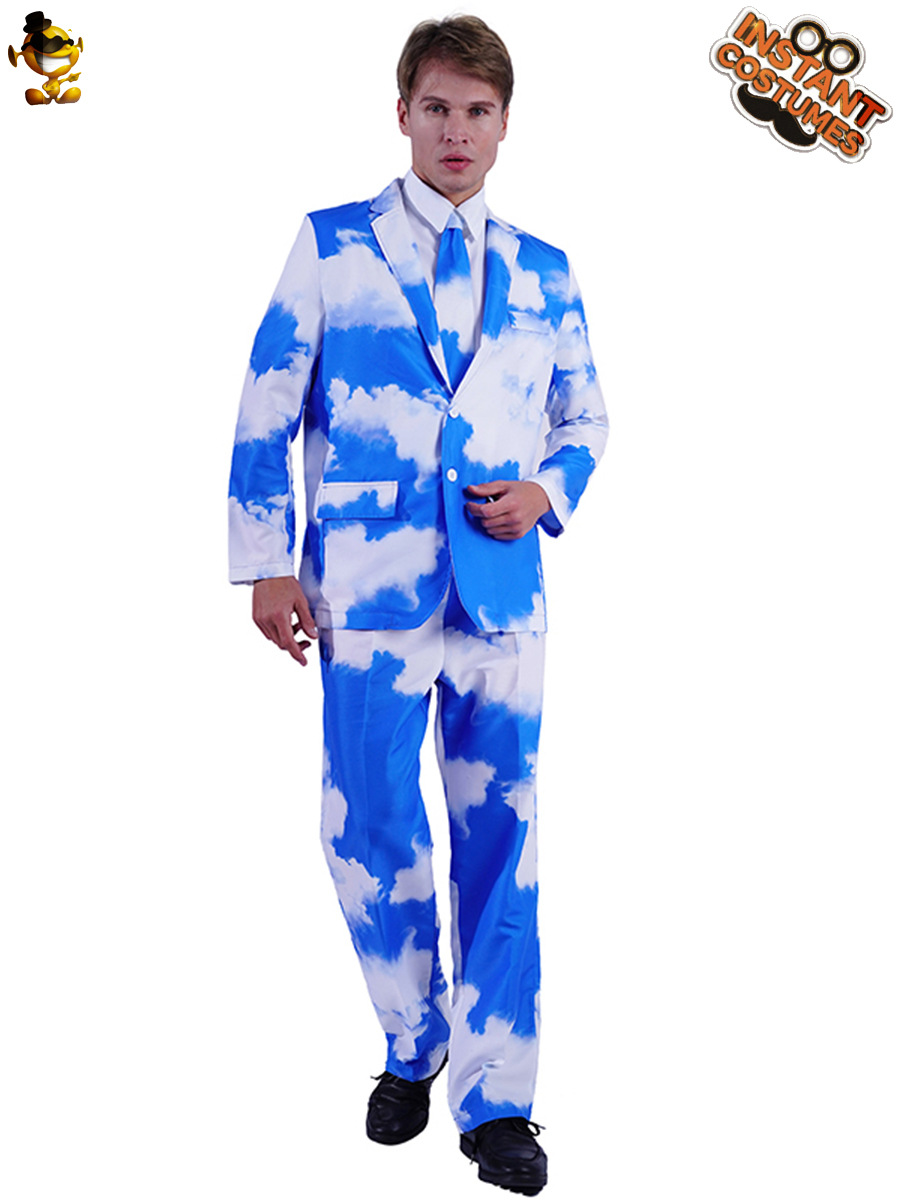 Traje de Halloween de los hombres de cielo azul y nubes blancas traje colorido traje Cosplay traje