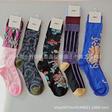 新款江南布衣袜子复古提花四季中高筒无骨时尚堆堆袜花牌潮袜批发