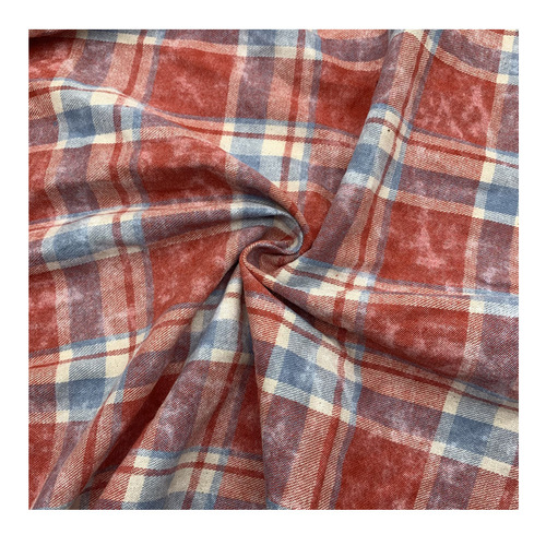Fleece-lined shirt jacket, grid fabric 21-count twill brushed grid fabric, printed pattern rendering grid fabric