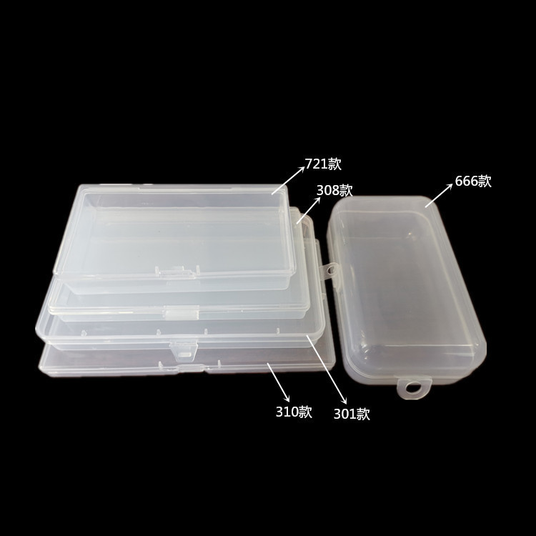 Venta caliente 5 piezas de joyería rectangular transparente con tapa, embalaje, caja de plástico, piezas de caja de almacenamiento de herramientas, caja vacía de PP al por mayor