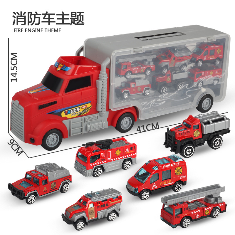 Modelo de coche de juguete para NIÑOS 2-3 años 4 bebé simulación contenedor aleación coche niño fuego ingeniería coche traje