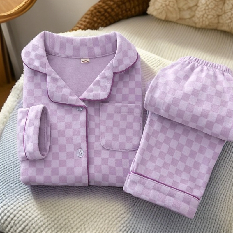 Pijamas infantiles otoño y invierno estilo de ternudo para niños y niñas ropa de hogar molida engrosada ropa de hogar para niños cardigans