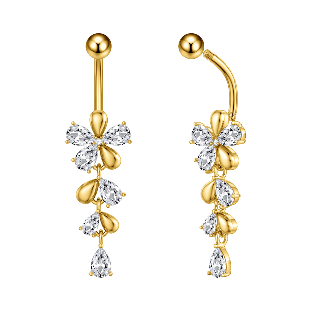 5g Weight Zircon Inlay Material Belly Ring Classification 1 Piece Quantity Casual, Bar Occasion 316 Stainless Steel Material Star, Flower, Butterfly Pattern All Seasons Season Unisex Gender Plating Design Hip-Hop, Simple Style, Cool Style Style 1 Piece 316 Stainless Steel Zircon Belly Rings Star Flower Butterfly Unisex 18