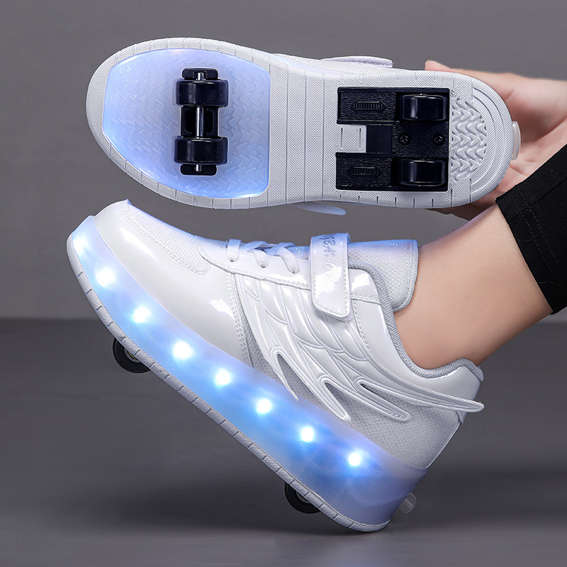 Cross-border Amazon supply heloo shoes LED children's shoes four-wheel automatic luminous shoes men's and women's lantern shoes casual shoes