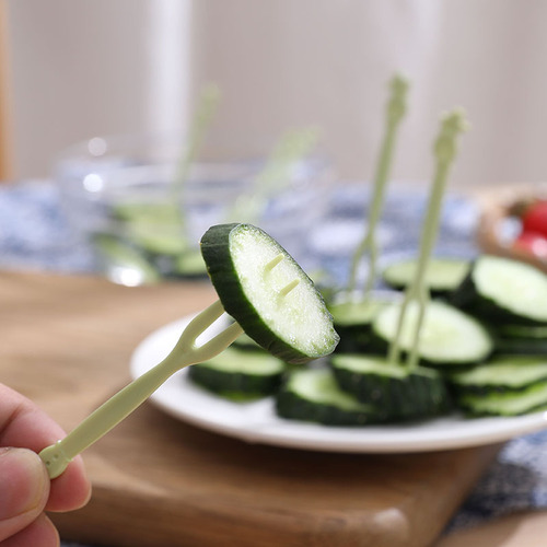 Disposable fruit fork plastic two teeth cute bagged fruit picks creative children's dessert small fork portable home