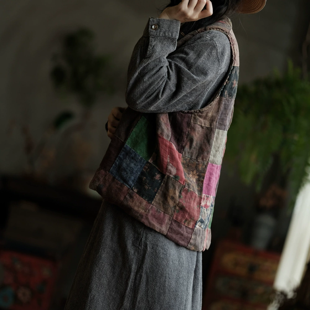 Оригинальный дизайн женский стиль-бедняк нише, «washed patchwork» новый китайский стиль хлопковый жилет 2011 цветочная нашивка