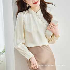 华哥弟情品牌真丝衬衫女2025年春装新款减龄气质桑蚕丝衬衣上衣