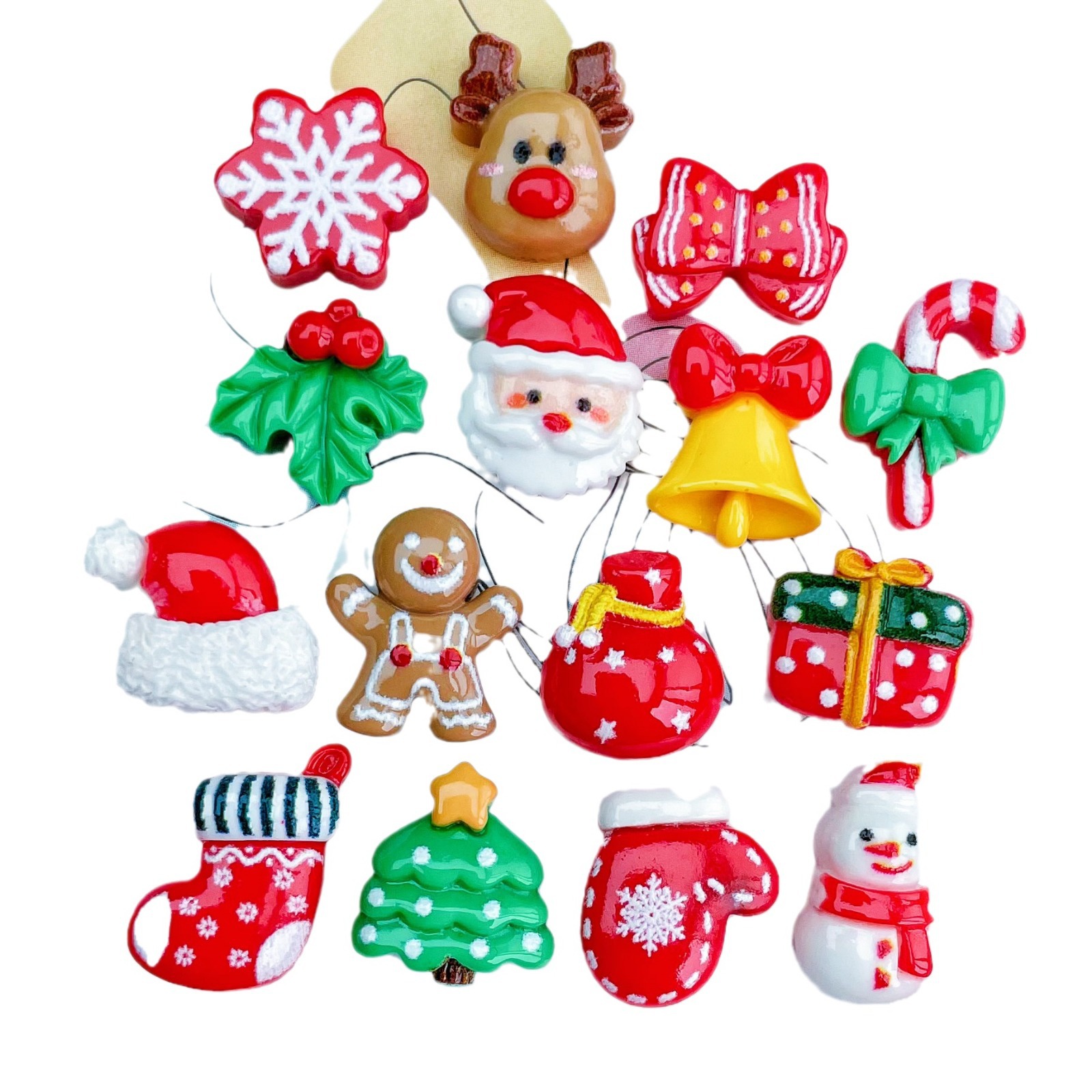 Mini crema pegamento borde a juego Navidad superficie brillante tamaño pequeño resina accesorios bolsa de regalo árbol de Navidad joyería de uñas