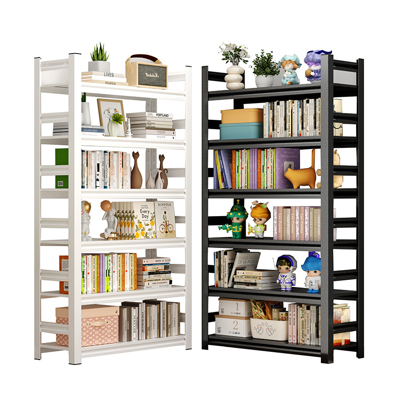 Estantería de piso de acero estudio en el hogar moderno simple estante de almacenamiento de hierro estante de libro de imágenes para niños estante de almacenamiento de libros