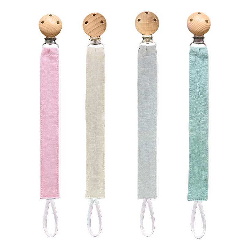In-Stock Pacifier Clip Baby Pacifier Chain Solid Color Cotton Teether Chain Toy Clip Set