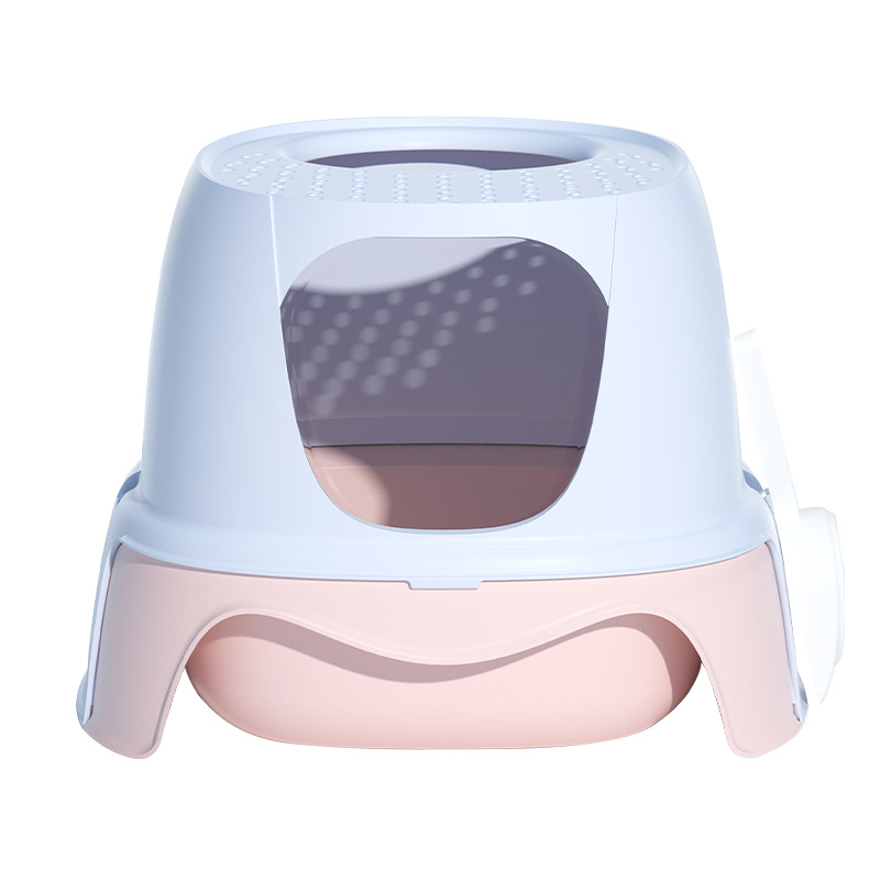 El pastel al por mayor directo de fábrica se puede utilizar para la caja de arena para gatos tipo cohete superior, desodorización de arena, inodoro para gatos grande extraíble y lavable