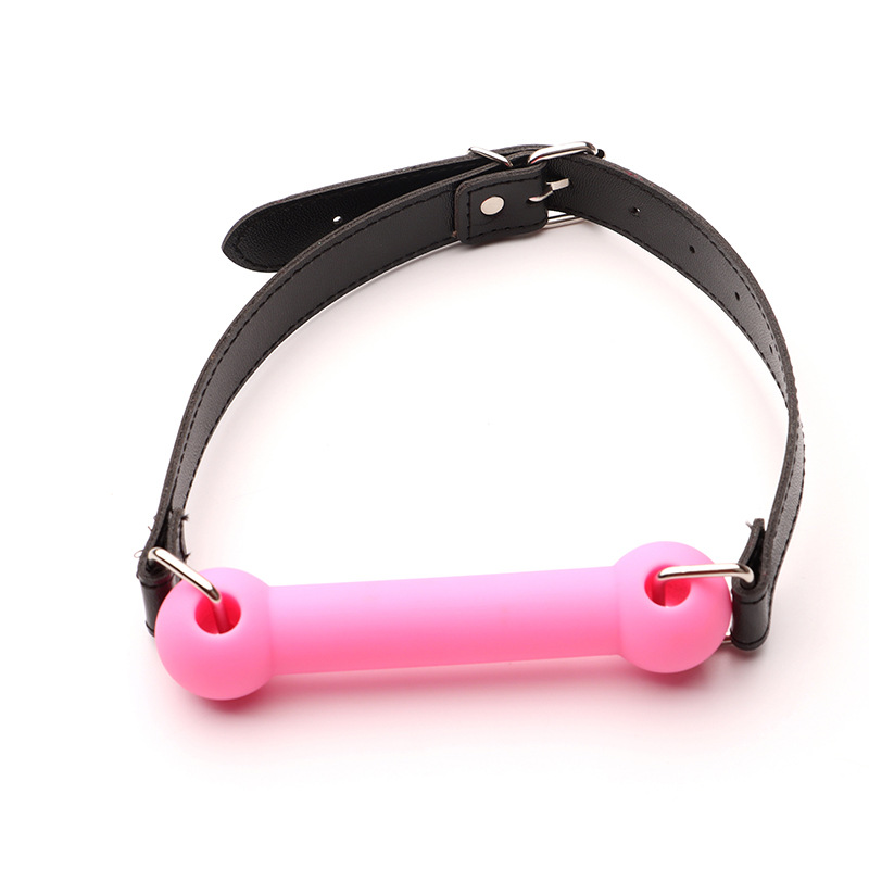 Silicone Ball Gag Mouth Guard, Black PU Strap Bondage Training Toy — detail image 9