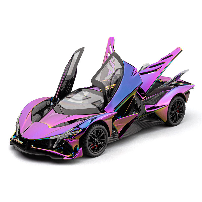 1:24 Apollo EVO versión de galvanoplastia de aleación modelo de coche deportivo simulación colorida luz de sonido de retorno adornos de juguete para niños