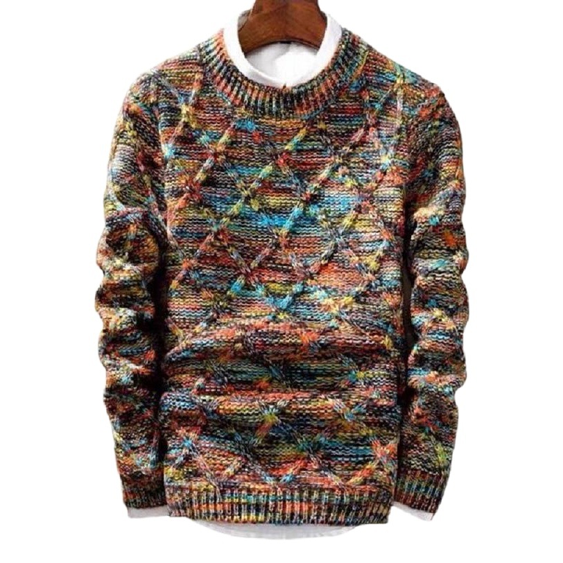 2024 suéter de invierno para hombres, top de punto grueso, cuello redondo, chaqueta de manga larga para hombres, ropa de comercio exterior, moda para hombres