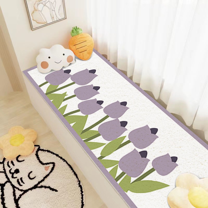 Caricatura en línea alfombra de ventana flotante dormitorio principal decoración de la habitación de la princesa alfombra de balcón cuatro estaciones universal absorción de agua alfombra de ventana de cordero image 18
