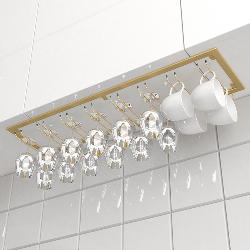 Nail-Free Wine Glass Rack Hanging Upside down Goblet Rack Cabinet Wine Cabinet Mug Rack Grape Cup Rack Punch-Free Home Use