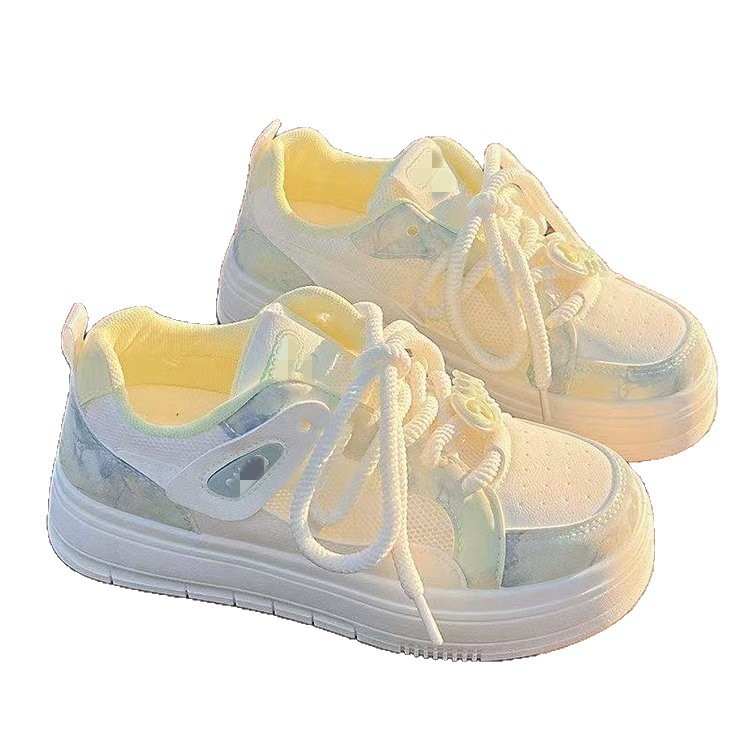 Zapatos de mujer de verano zapatos blancos 2026 nuevo nicho de malla transpirable zapatos de pan de suela gruesa zapatos de skate de moda para mujeres