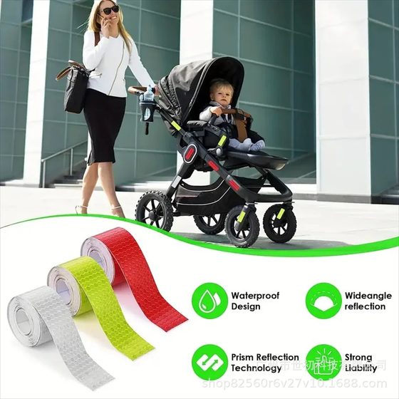 Reflective warning with 5cm * 3m car reflective strip safety warning car decoration sticker color grid reflection