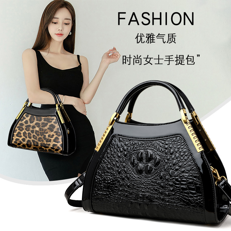 Comercio exterior mujeres bolsa 2023 nuevo cuero brillante moda portátil de gran capacidad cocodrilo patrón hombro colgado mujeres bolsa