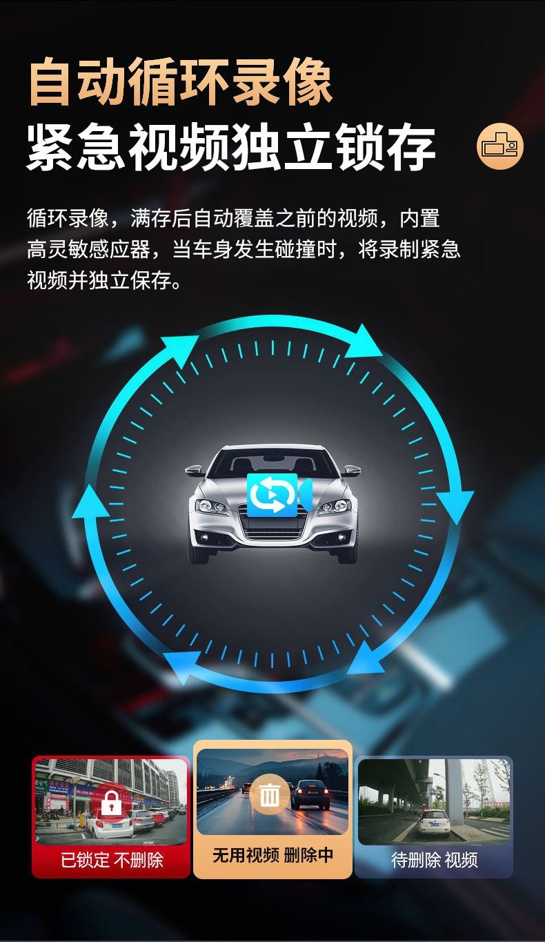 Y15 New 3-Lens Driving Recorder Hd 1080P Simultaneously Records in Front of the Car, Inside the Car and Behind the Car in Multiple Languages ​​W