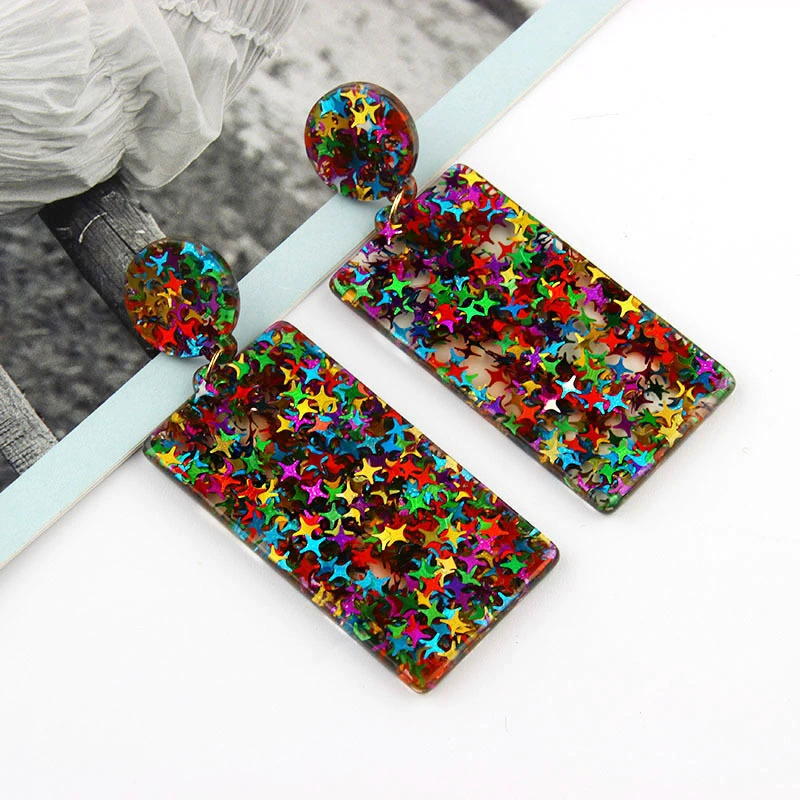 Европа и США трансграничные новые украшения для ушей креативные Модные металлические блестки акриловые серьги с вышивкой AliExpress поставка
