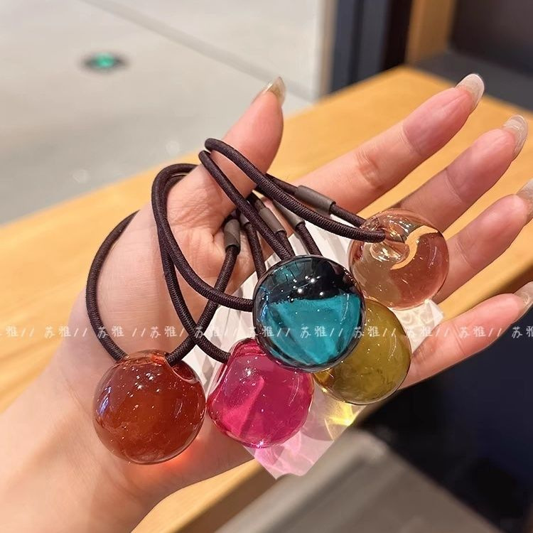 투명 젤리 볼 높은 포니 테일 헤어 로프 높은 탄성 내구성 고무 밴드 헤어 로프 여성 인터넷 연예인 2024 새로운 스타일