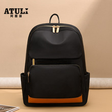 14寸电脑双肩背包女2024新款休闲女士背包时尚撞色中学生书包批发