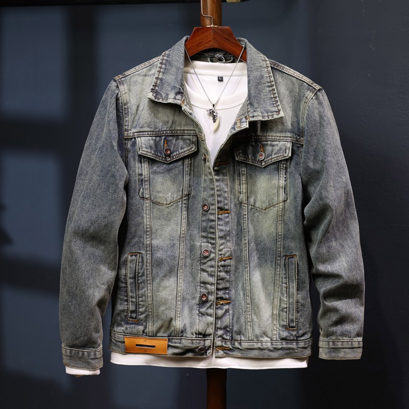 Giacca di jeans uomo american retro lavaggio vintage oversize_voghion.com