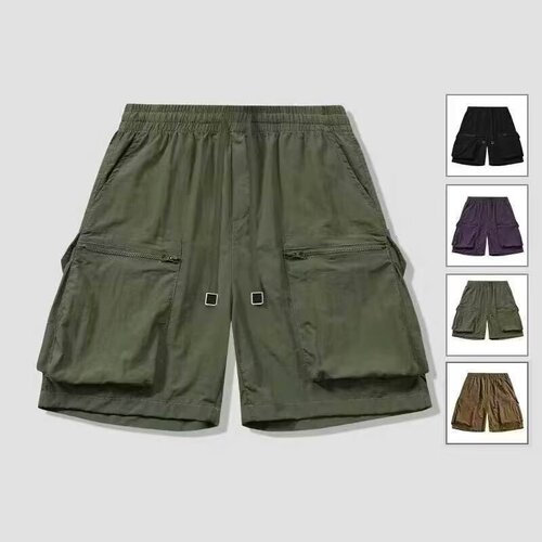 2025 summer new men's multi-pocket simple work shorts trendy brand quick-drying outdoor five-point loose casual thin