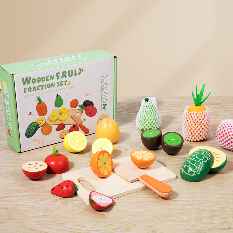 Educación temprana para niños madera simulación de cocina juegos de corte de frutas clasificados cortar juguetes caseros inteligentes