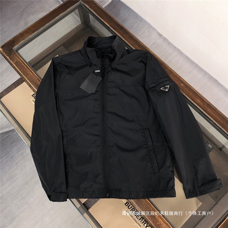 High-End Version of P Brand's New Outdoor Triangle Logo Jacket, Couple's Style Stand-Collar Windbreaker, Fashionable Unisex Outerwear