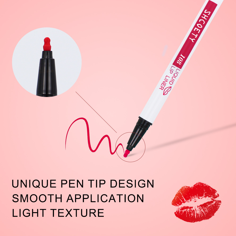 SHCOETY Cross-border matte Liquid Lip liner Pen, matte lip gloss, waterproof nude lip gloss, long-lasting color lipstick pen Item Picture
