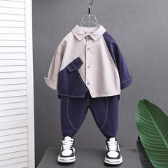 4064男童秋裝棉布套裝2023新款洋氣寶寶痞帥氣春秋款兒童裝秋季潮