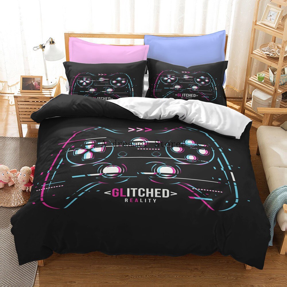 Digital 3D three-piece set new 3D game handle pattern printing bedding foreign trade Home Textile cross-border wholesale