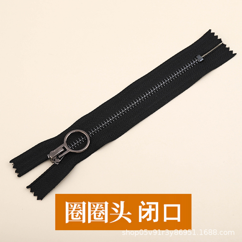 5番オープン金属銅ジッパー黒ニッケル歯亜鉛合金ジッパーロック付きシングルオープンテールジッパー服ジャケット|undefined
