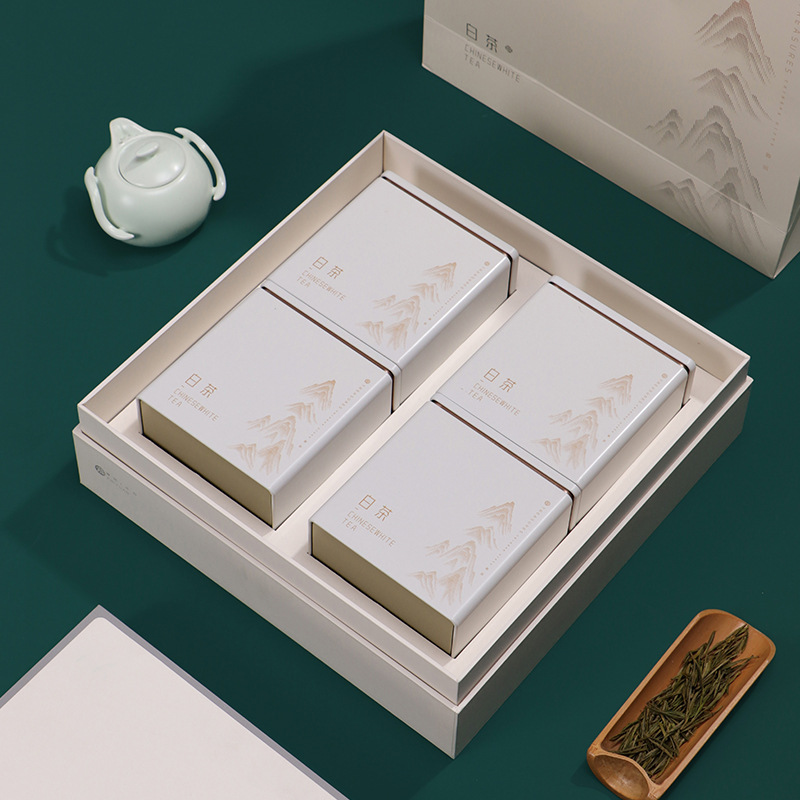 High-end white tea gift box large size four cans one catty 500g Anji Jing'an Zixi specialty spring tea packaging box empty box