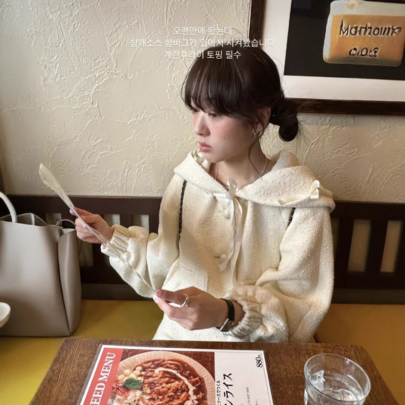 Spot Tweed Hooded Sweatshirt Two-Piece Set for Women 2025 Spring Korean Ins Suit Fashion Casual Skirt Flet*A