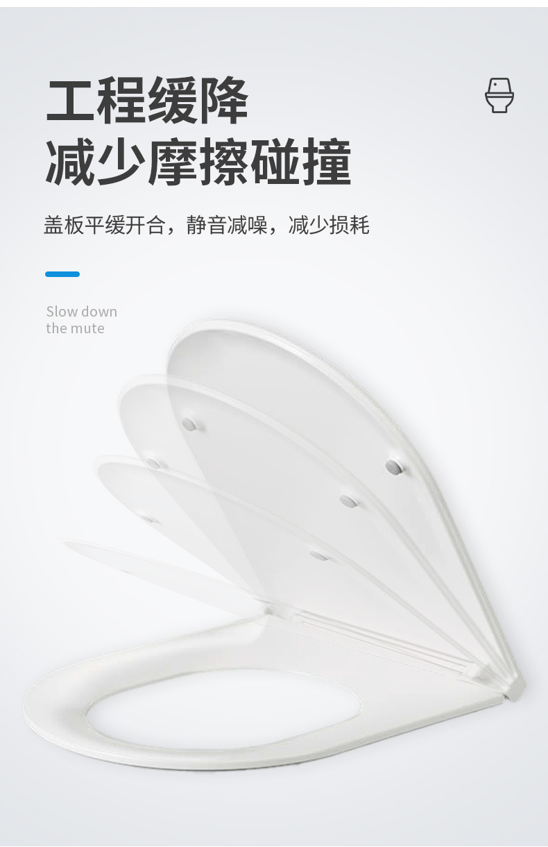 Amazon's new slow-lowering quick-installation toilet seat cover accessory, a thickened toilet seat cover suitable for home bathrooms Application Scenario