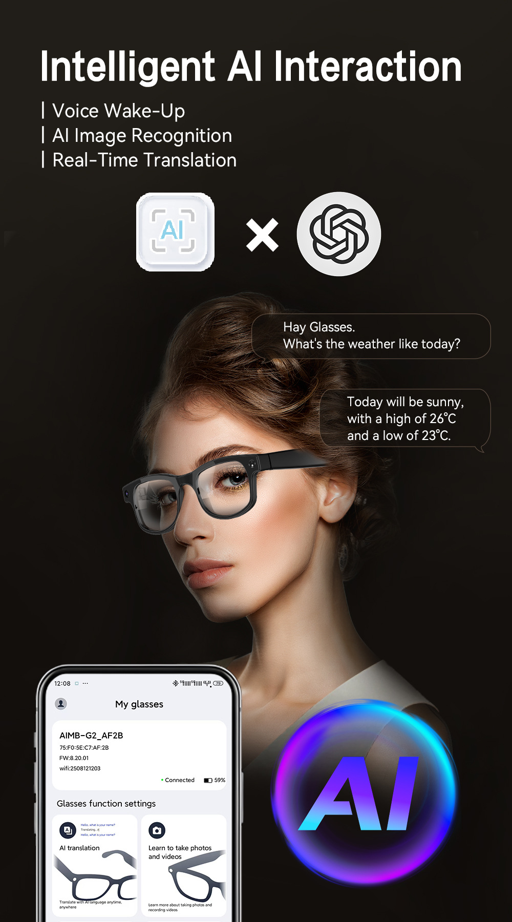 Smart Glasses With Camera For Photo, Video, Calling And Translate_voghion.com