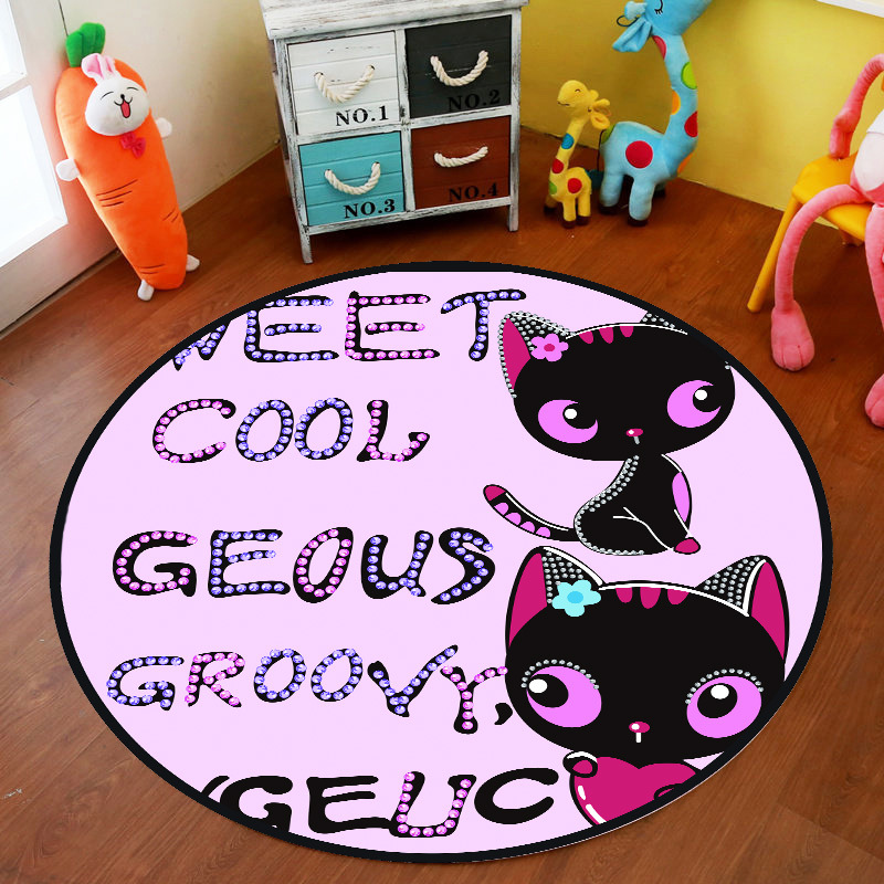 Transfronteriza de dibujos animados alfombra redonda dormitorio lindo cama completa estera de noche engrosada de terciopelo de cristal alfombra del piso de los niños alfombra de la habitación