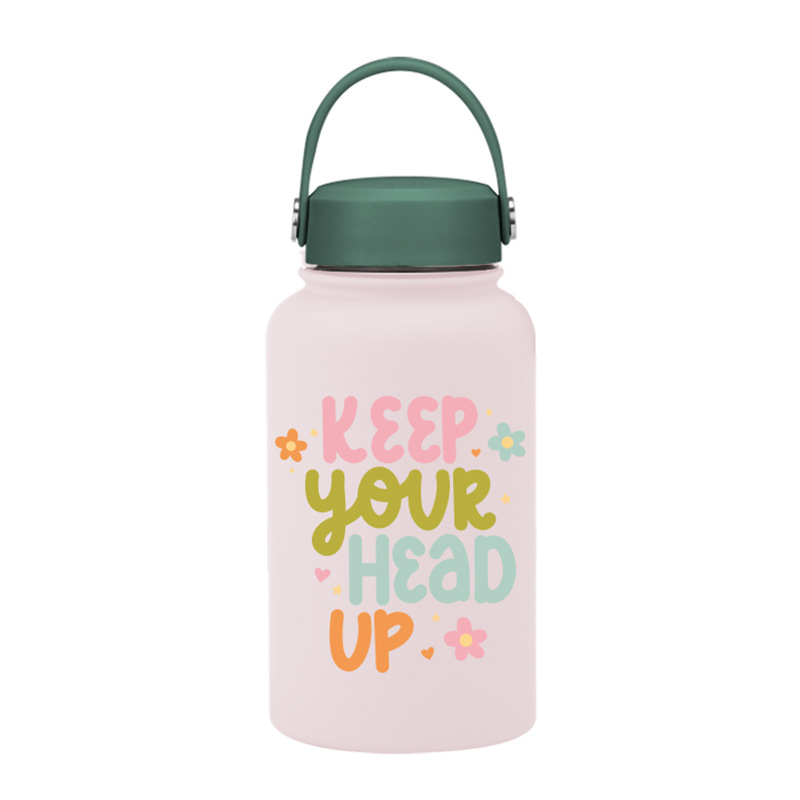 Nueva transfronteriza 650ml taza de vacío de boca ancha portátil de vacío niños estudiante deportes hervidor de agua de impresión al aire libre taza