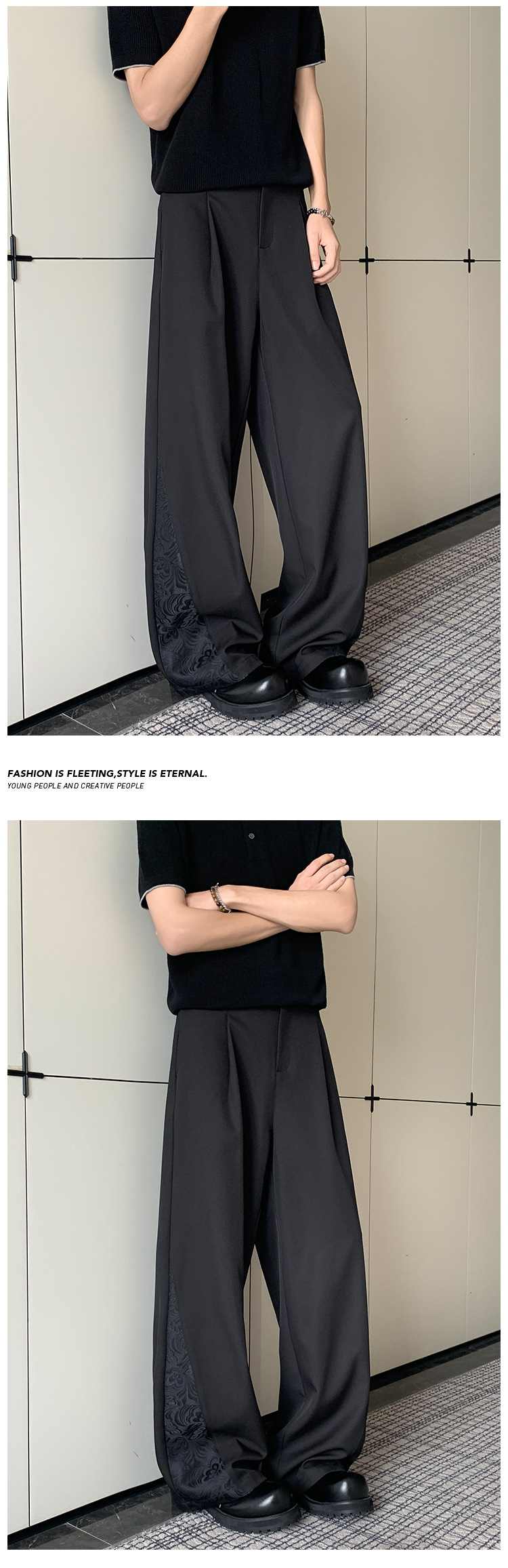 Herren Freizeithose Im Chinastil Mit Dunklem Muster, Locker_voghion.com