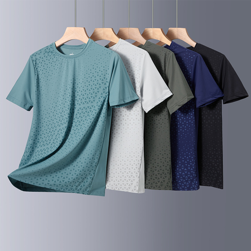 Couple ice silk quick-drying t-shirt men's sports fitness quick-drying round neck short sleeve running cycling hiking quick-drying clothes customization