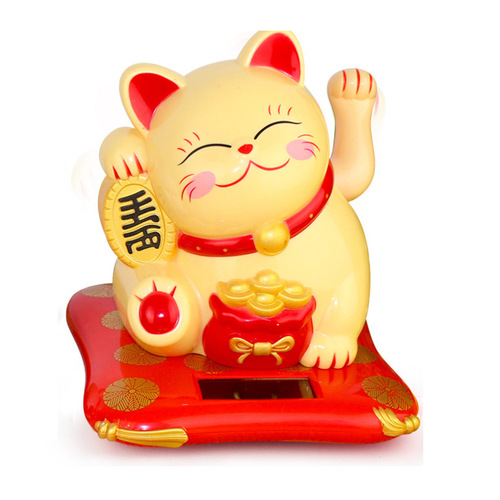 【Medium 3.5-inch】Solar Swing Money Cat Feng Shui Cat Car Ornament Creative New Year Gift