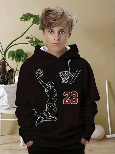 European and American-style fashion sporty printed kids' clothing hoodie—men's 3D digital print, relaxed-fit, hooded design