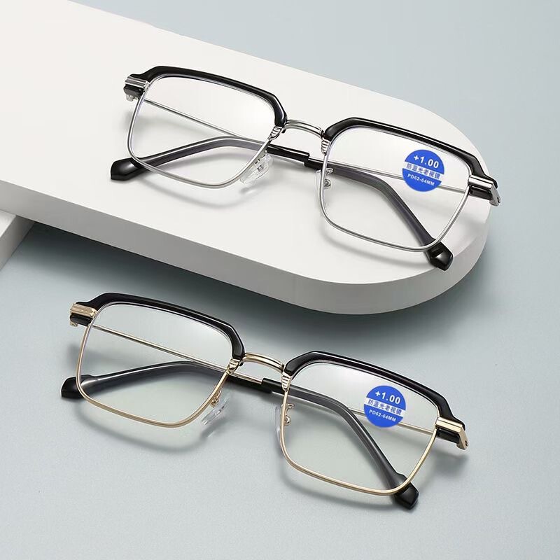 Popular Eyebrow Reading Glasses Hd Anti-Blue Light Men's Metal Business Women's Fashion Half-Frame Classic Reading Glasses 603